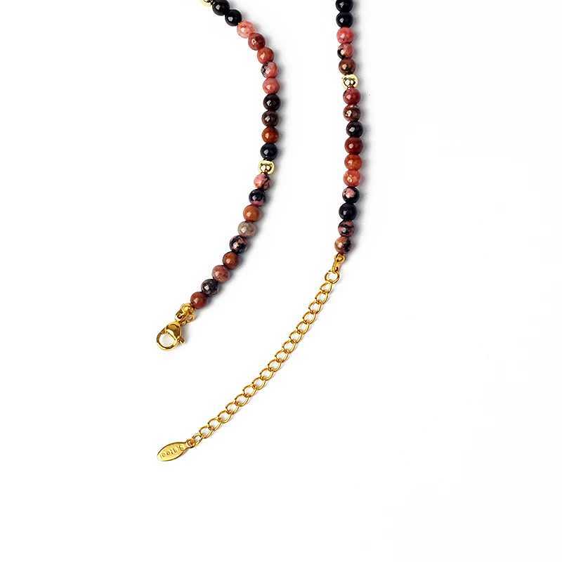 Bärade halsband Original Natural Stone Bead Halsband Lämplig för kvinnors mode 4mm pärla agat kvarts kristall lapis lazuli halsband kvinnor smycken d240514