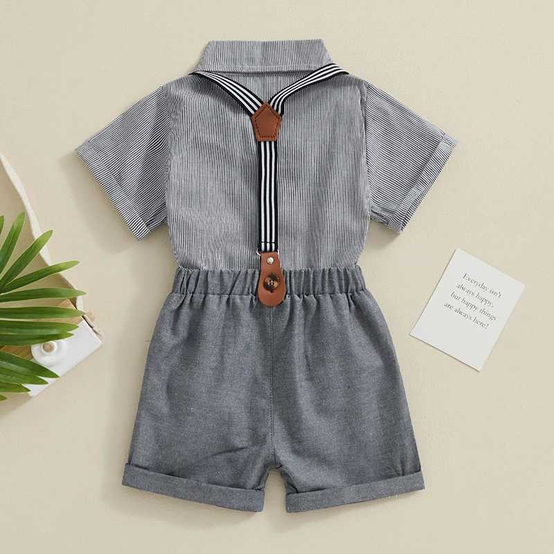 Set di abbigliamento set da 1-4 anni da ragazzo ragazzo set di set a strisce camicia manica corta con pantaloncini bambini