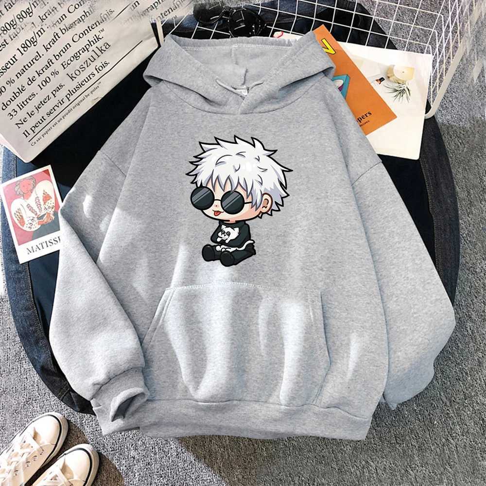 Heren Hoodies Sweatshirts Anime Jujutsu Kaisen Satoru Gojo Leuke cartoon Graphic Gedrukte Hooded Plus Size Hoodie Men Women Sweatshirts Unishirts unisex strtwear T240510