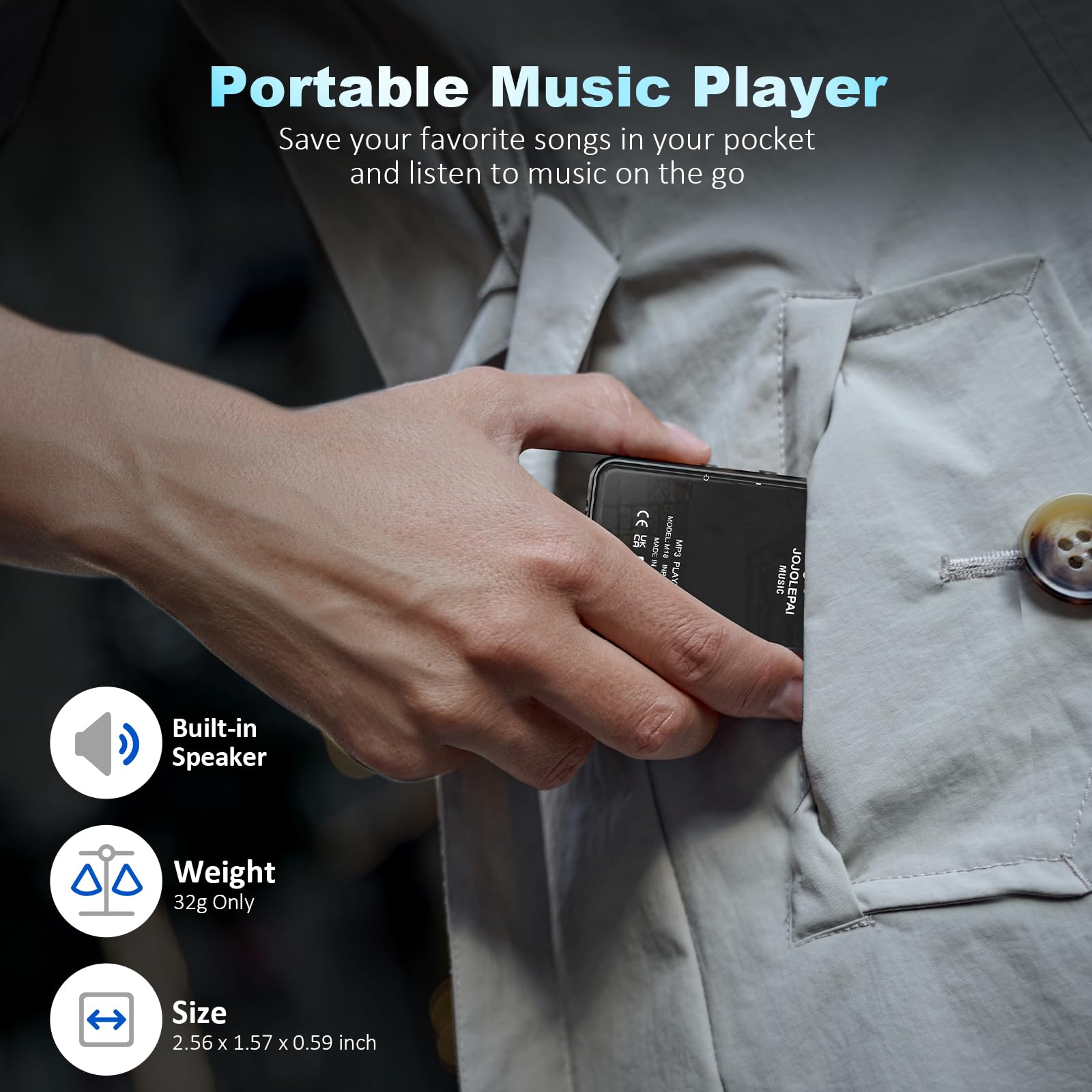 64 Go MP3 Player With Bluetooth, Portable Digital Music MP3 MP4 Player For Music Lover avec enregistrement vocal FM Radio Alarme