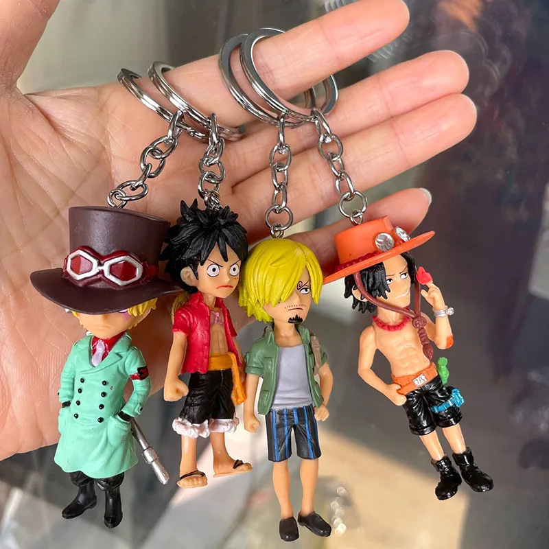 Kawaii Bulk Anime Car Keychain Doll Charm Luffy Chopper Key Ring Wholesale in Bulk Cute Couple Students Personalized Creative Valentine`s Day Gift 8 Style DHL