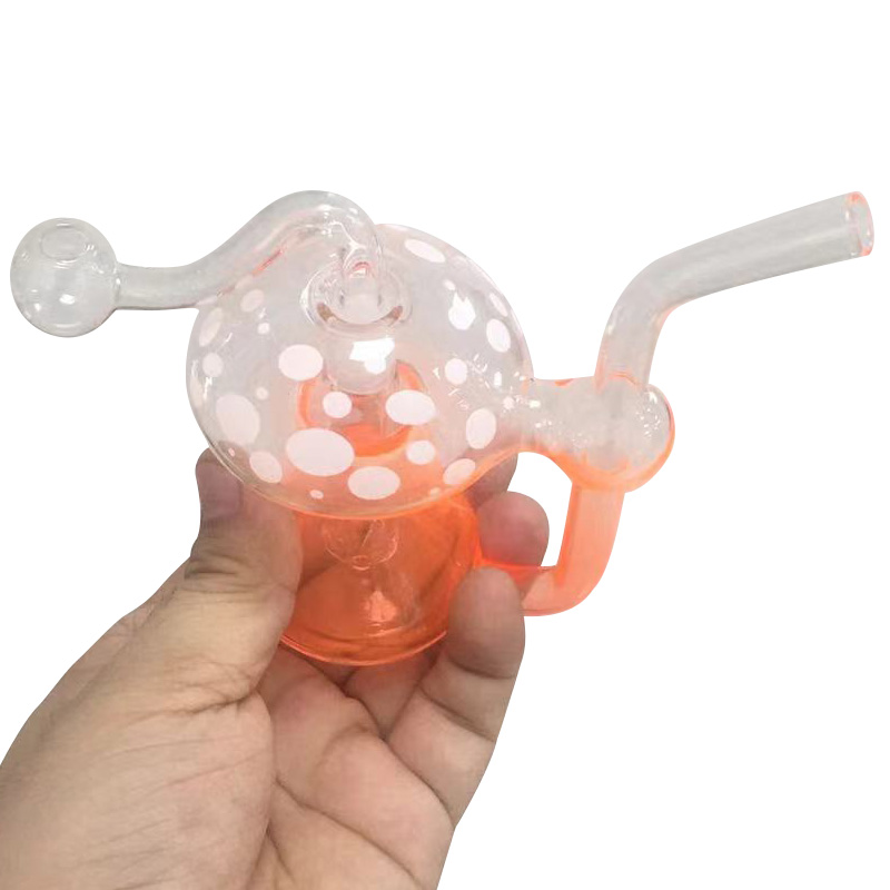 Mushroom Glass Oil Burner Bubbler Pipe Mini Bongs Glow In The Dark Percolator Water Pipes Hookah Bubblers Recycle Portable Hand Smoking Dab Rigs