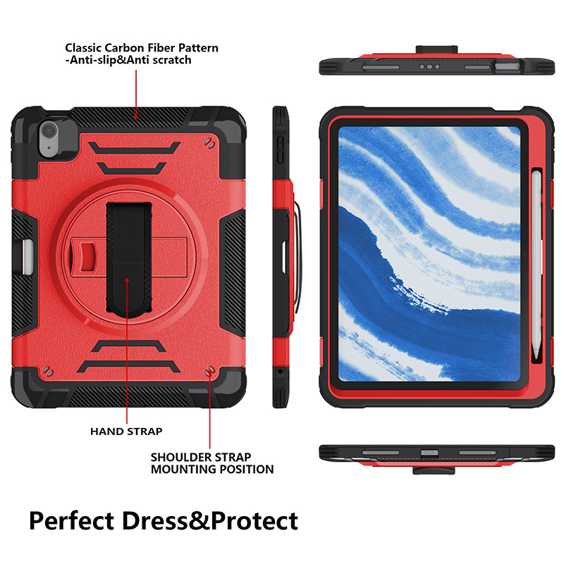 Custodia robusta iPad AIR 11 2024 Generazione TPU+PC Case PC, resistente agli shock con alimentazione pesante con cavendario rotatabile a 360 gradi a 360 gradi protettivo AIR4/AIR5/AIR6