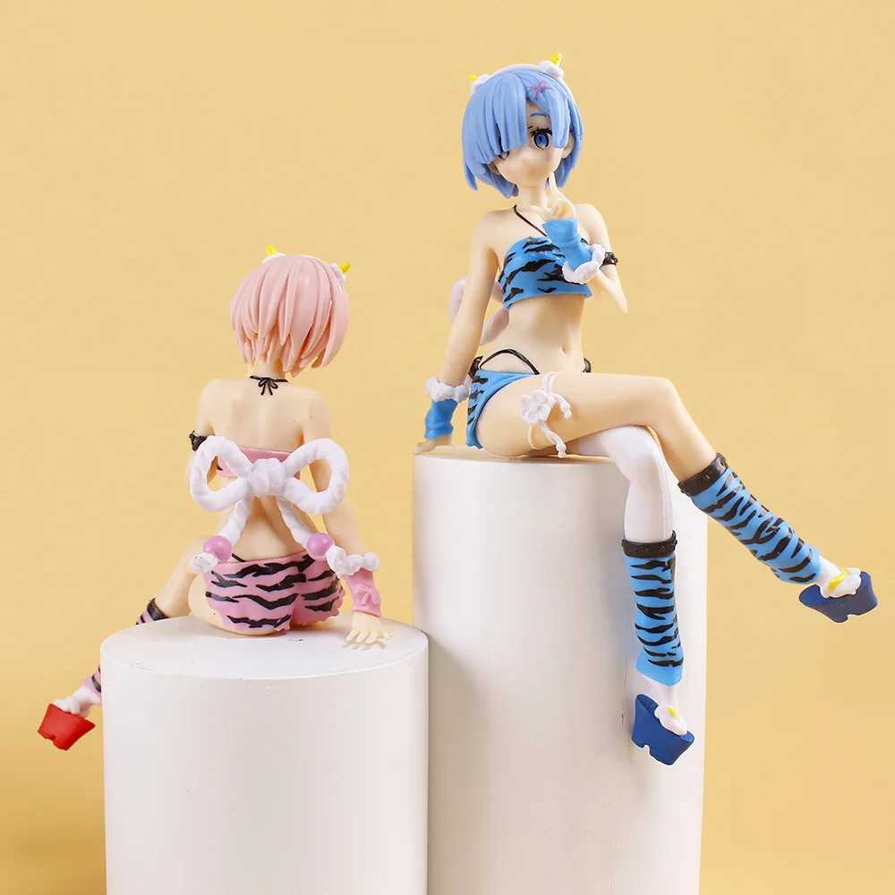 Figuras de brinquedo de ação Novo anime figura de pijamas leopardo biquíni sentado postura menina coleta de ação pvc modelo y240514