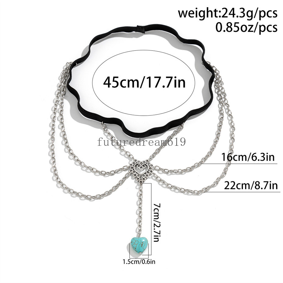 Goth Elastic Band Leg Thigh Chain for Women Wed Bridal Vintage Festival Outfit Stone Heart Pendant Body Jewelry Wed Accessories