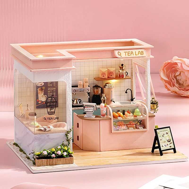 Архитектура/DIY House Milk Tea Tea Mini Doll House Diy Kit для изготовления комнаты игрушки ручной работы 3D -головоломка