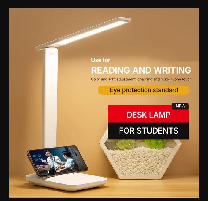6000mAh debiterbar LED -bordslampa USB 3 Färg Stepless Dimble Desk Lamp Touch Touch Touch Touch Eye Protection Reading Night Light
