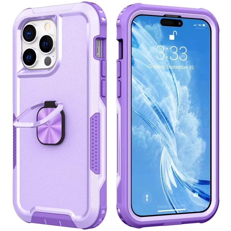 2 in 1 robuste Hybrid -Rüstungs -Telefonhüllen für iPhone 15 Pro max 14 13 12 Mini 11 x xs xr max plus schockdes Ringabdeckung mit Kickstand -Schutzschale