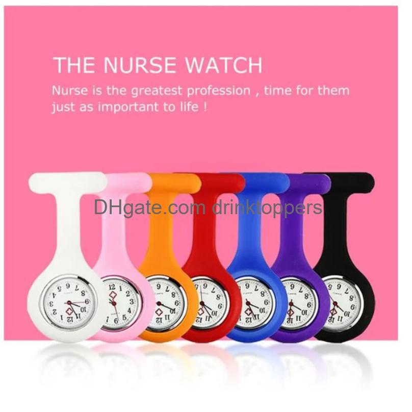 Nurse watch Medical Silicone Clip Pocket Fashion Brooch Fob Tunic Cover Doctor Silicon Quartz Nursing Lapel Watch with Second Hand Watches NEW