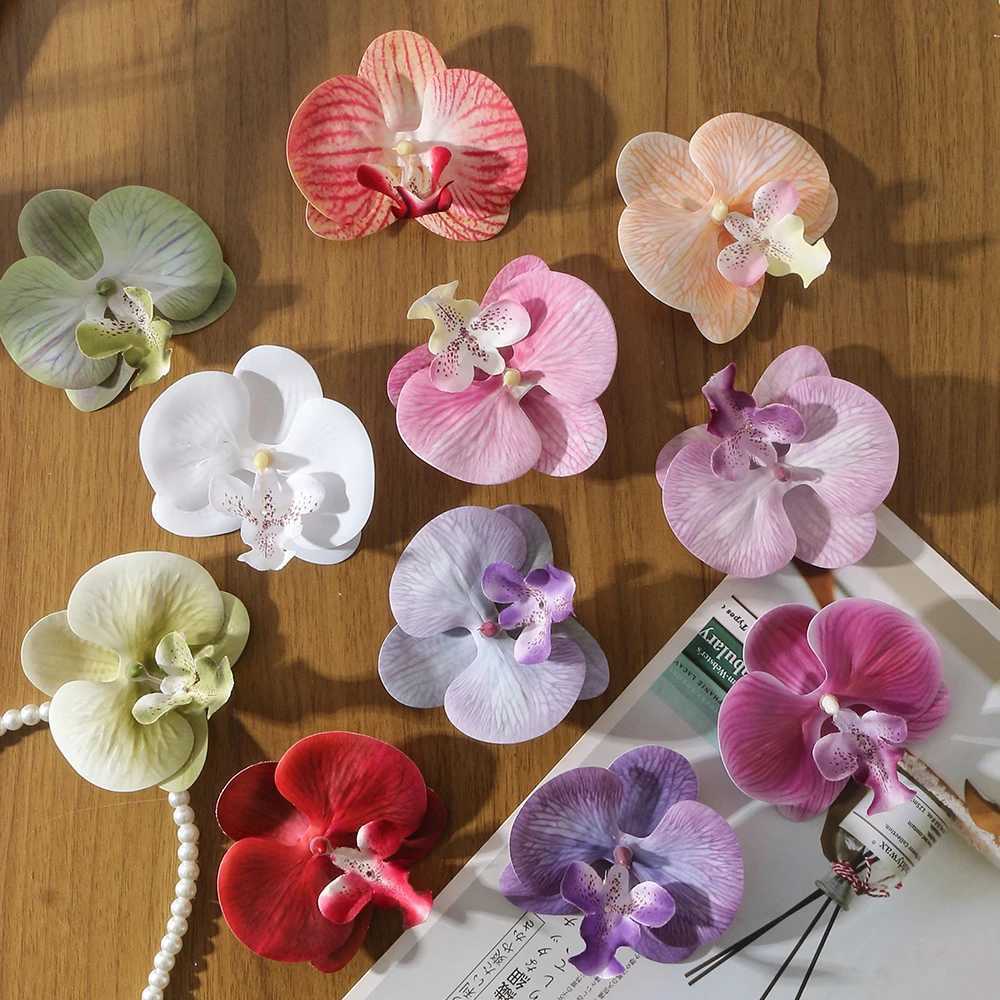 dekorative Blumen Kränze 5/Seiden Schmetterling Orchidee Künstliche Blumen für Hauszimmer Dekoration Hochzeit Dekor DIY Haarkarten Kinder schießen Requisiten