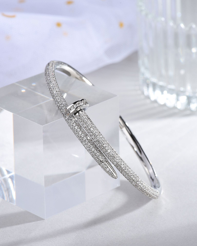 Designer jewelry luxury bangle nail Diamond bracelet women men exaggerated titanium steel micro-inlaid gemstone gift European American fashion designer with box