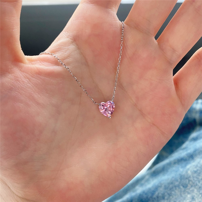 Kleine diamanten hart kettingontwerper voor vrouw feest luxe 925 sterling zilveren ketting roze wit 5a zirkonia hanger kettingen sieraden dames vriend geschenkdoos