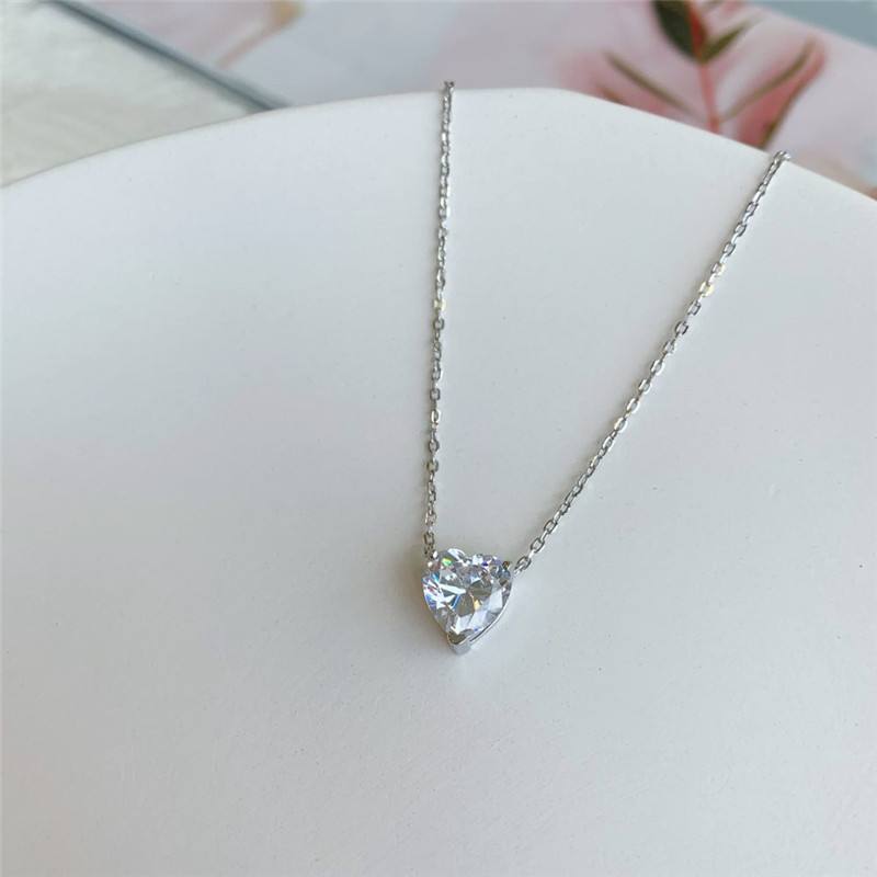 Kleine diamanten hart kettingontwerper voor vrouw feest luxe 925 sterling zilveren ketting roze wit 5a zirkonia hanger kettingen sieraden dames vriend geschenkdoos