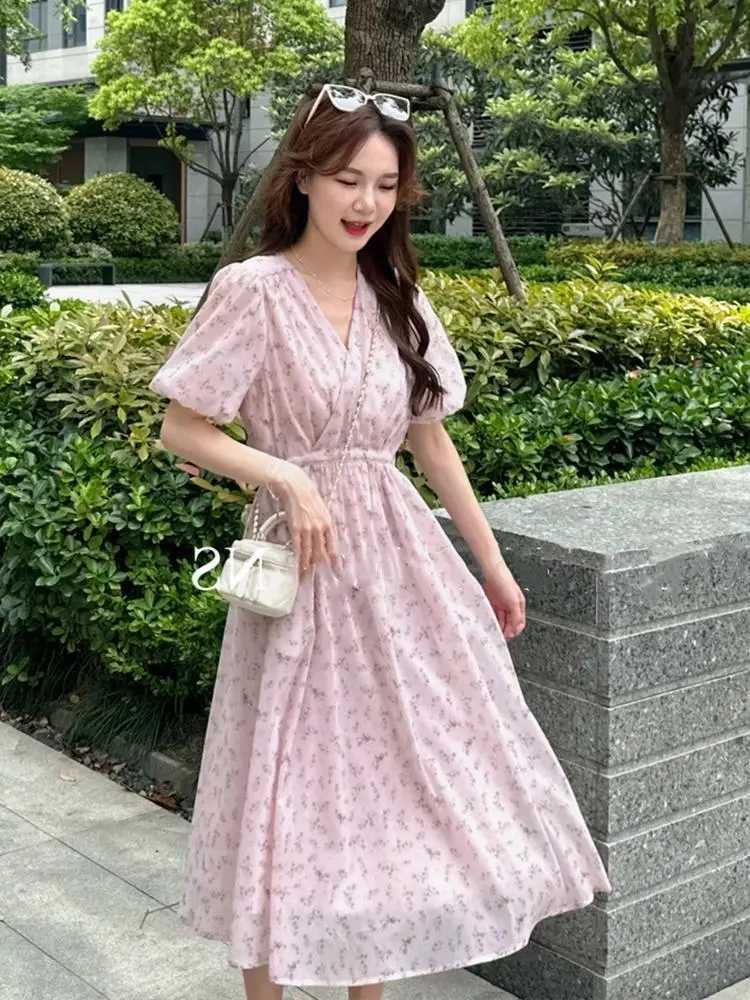 Maternity Dresses Loose Style Pink Purple Flower Postpartum Womens Breast Feeding Clothes Summer Brushed Waist Maternity Care Dress lotionL2405