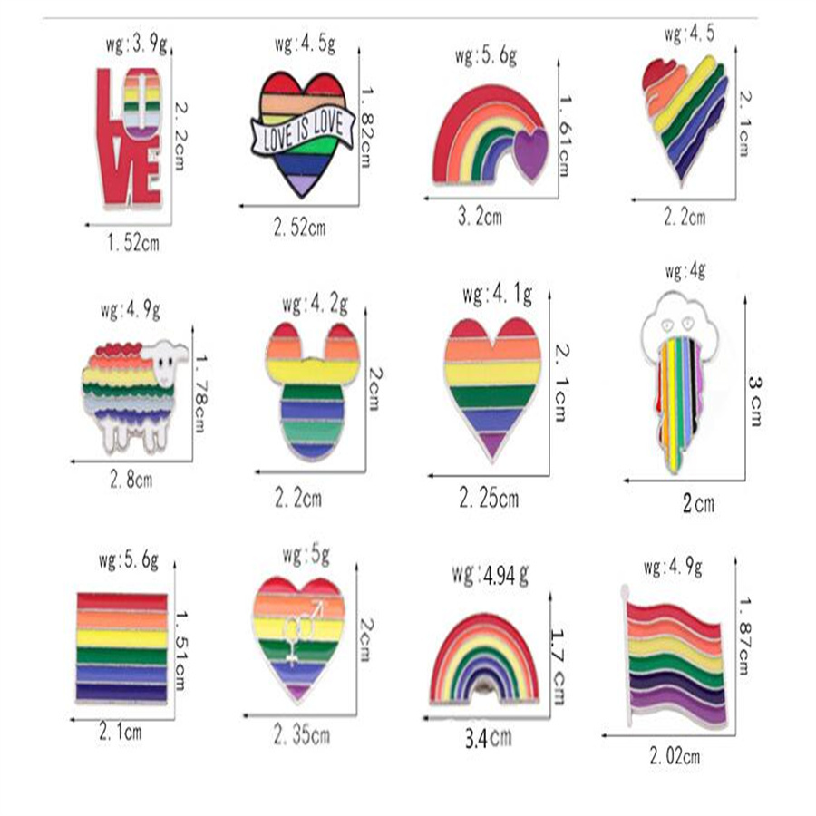 Creative Rainbow brooch, Love Rainbow Bridge Rainbow Flag Alloy Emblem Cartoon Cute Clothing Pins, and Small Accessories AB289