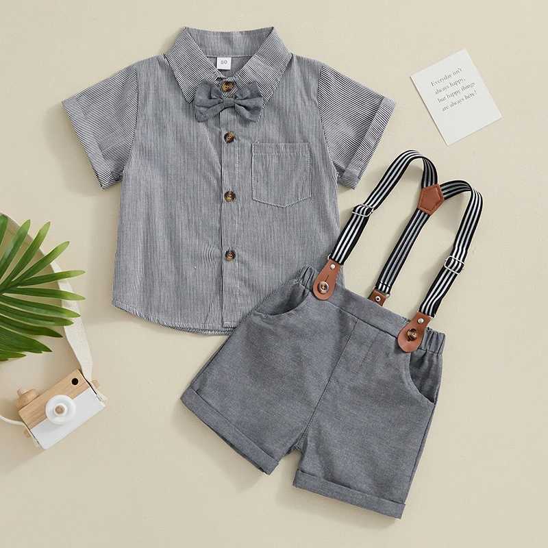 Set di abbigliamento set da 1-4 anni da ragazzo ragazzo set di set a strisce camicia manica corta con pantaloncini bambini
