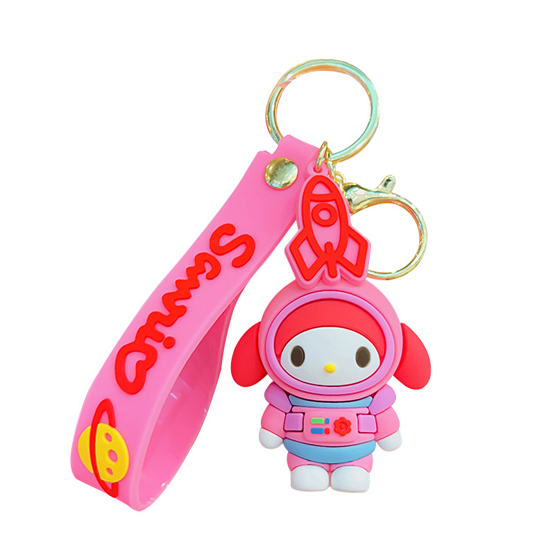Fashion Cartoon Personagem Chave de Chave de Borracha e Anel Key para Backpack Keychain 53056
