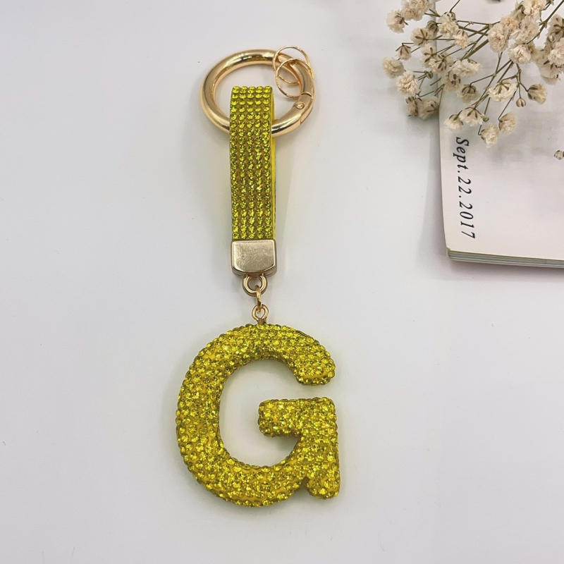 Polymer Clay English Letter Keychain Set Diamond Söt personlighet Pendant Bag Pendant Accessories Car Key Chain