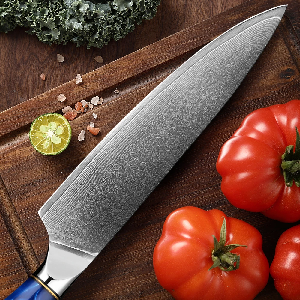 Chef Knife 8 Inch Japanese Steel Damascus Kitchen Knife Pro Kitchen Knives Sharp High Carbon Super Steel Kitchen Chef Knife