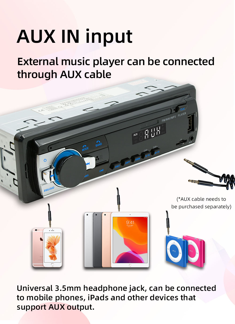 Nouvelle vente à chaud 4 * 60W 12V IN-DASH 1 Din Car Mp3 Player Blue Tooth Multifonction JSD-520 Stéréo Android Car Radio Universal