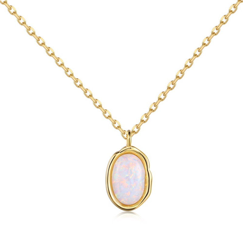 Luxe 18K gouden kettingontwerper voor vrouwenfeest 925 Sterling Silver Chain Synthetische Opal Fashion Chokers kettingen Sieraden Womens Firend Christmas Gift Box