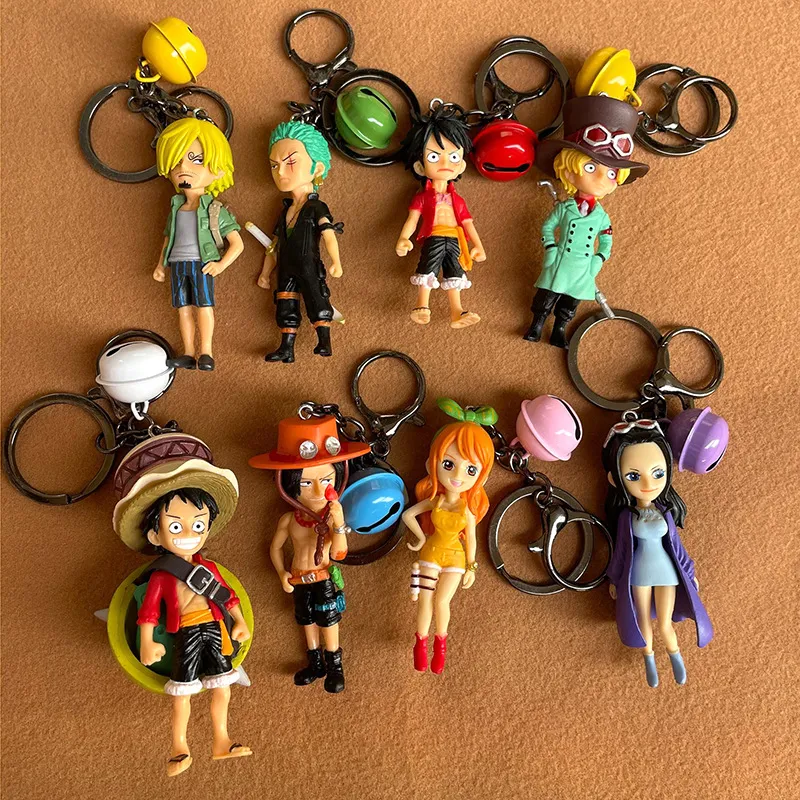 Kawaii Bulk Anime Car Keychain Doll Charm Luffy Chopper Key Ring Wholesale in Bulk Cute Couple Students Personalized Creative Valentine`s Day Gift 8 Style DHL