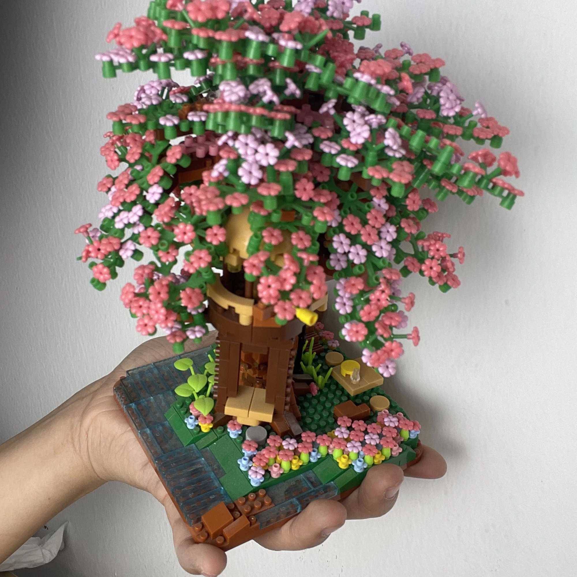 Architectuur/DIY House Mini Sakura Tree House Building Block Set |Stad Street View Diy Toys |Cherry Blossom Model cadeau voor kinderen