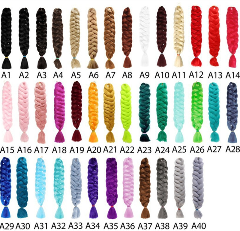 41 pouces Single Color Ombre Color multicolore Green Rose Synthétique Extension de cheveux Twist Jumbo Traid Kanekalon Bulks de cheveux Dreadlock Dhl