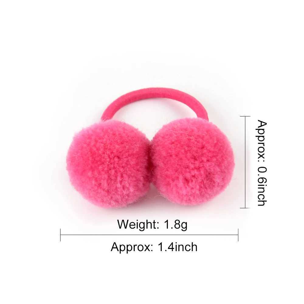 Accessoires de cheveux 14 pièces / 1,4 petite boule de double fourrure solide avec corde élastique bandeau artisanal adapté aux enfants et aux filles accessoires de cheveux D240514