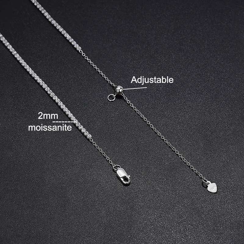 Chokers 2mm Mosilicon Tennis Necklace 925 Silver 18K Gold Plated Sparkling Water Diamond Chain Bridal Wedding Jewelry D240514
