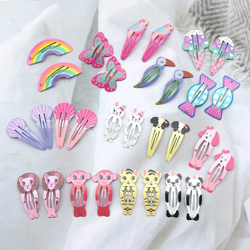 Accessoires de cheveux 30 Mignon Cartoon Animaux Clips de cheveux Fruit adaptés aux filles Accessoires de cheveux Sweet Rainbow Butterfly Class Clips Childrens Hair Decoration D240514