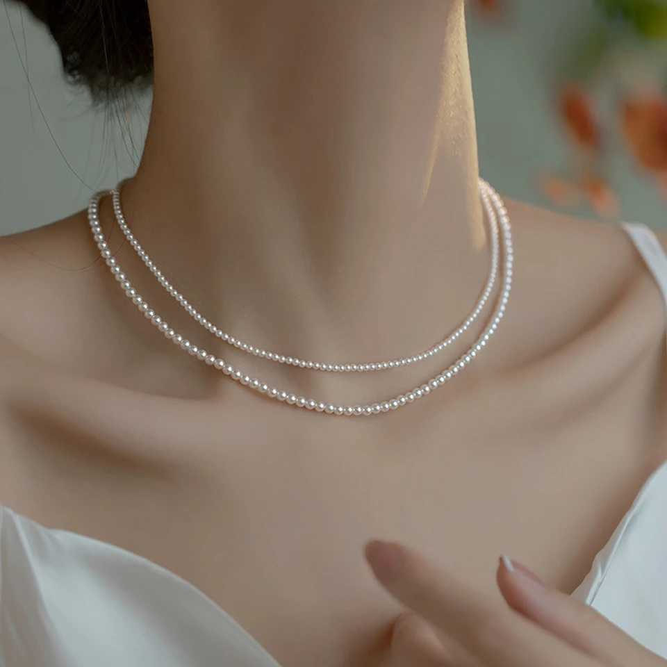 Collares de cuentas 925 Collar de perlas de plata esterlina Collar de joyas para mujer Collar de perlas