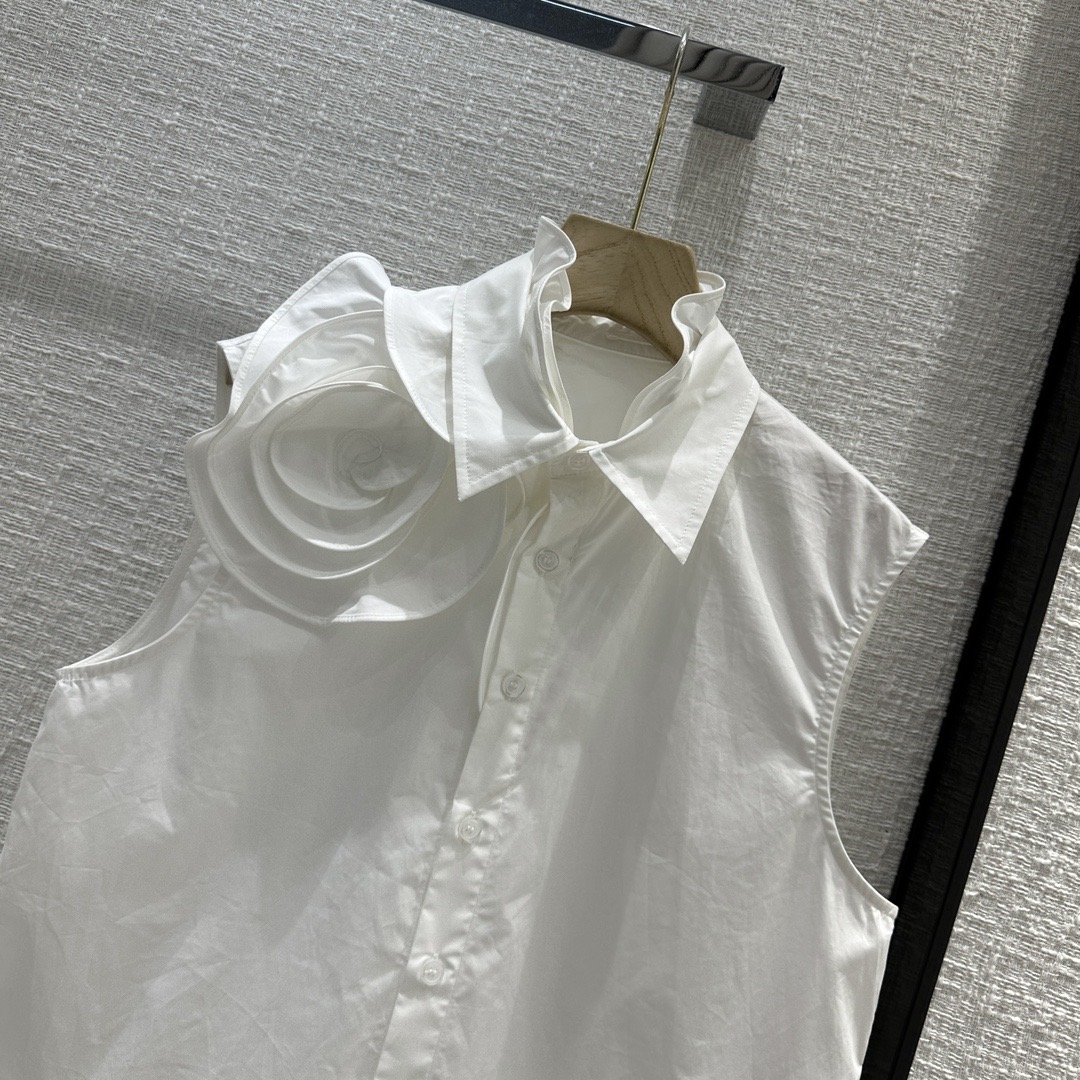 Merk dezelfde stijl shirts 2024 Nieuwe lente zomer revers nek mouwloze mode luxe dames blouses ontwerper tops 0514-8