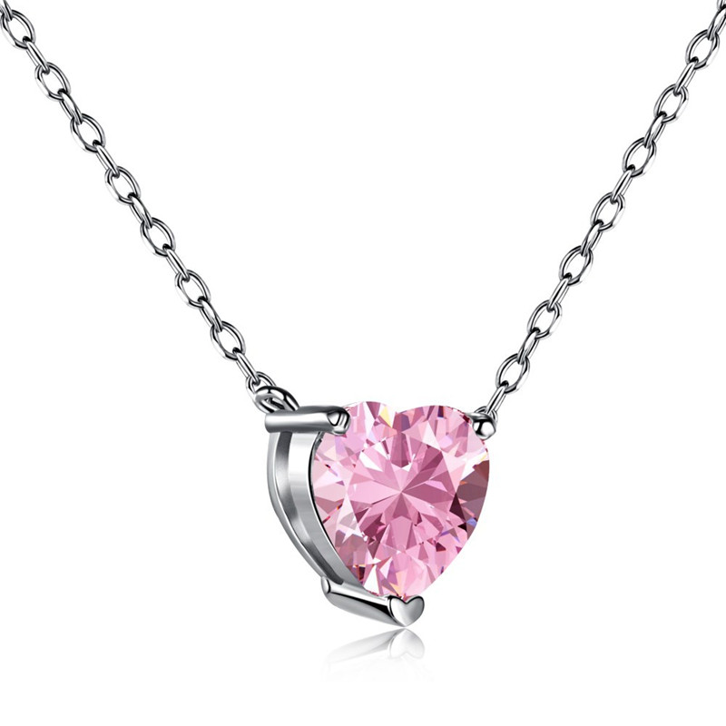 Kleine diamanten hart kettingontwerper voor vrouw feest luxe 925 sterling zilveren ketting roze wit 5a zirkonia hanger kettingen sieraden dames vriend geschenkdoos