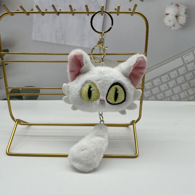 Kawaii Plush Cat Keychain chirriante pp gatito de peluche muñeca blanca gatos negros llave de llave colgante de bolsas