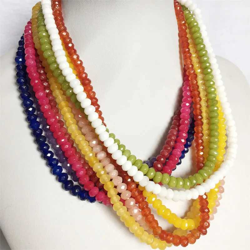 Beaded Necklaces 4 * 6mm face agate ruby and yellow jade necklace retro natural stone jewelry noble elegant and exquisite bead chain necklace d240514