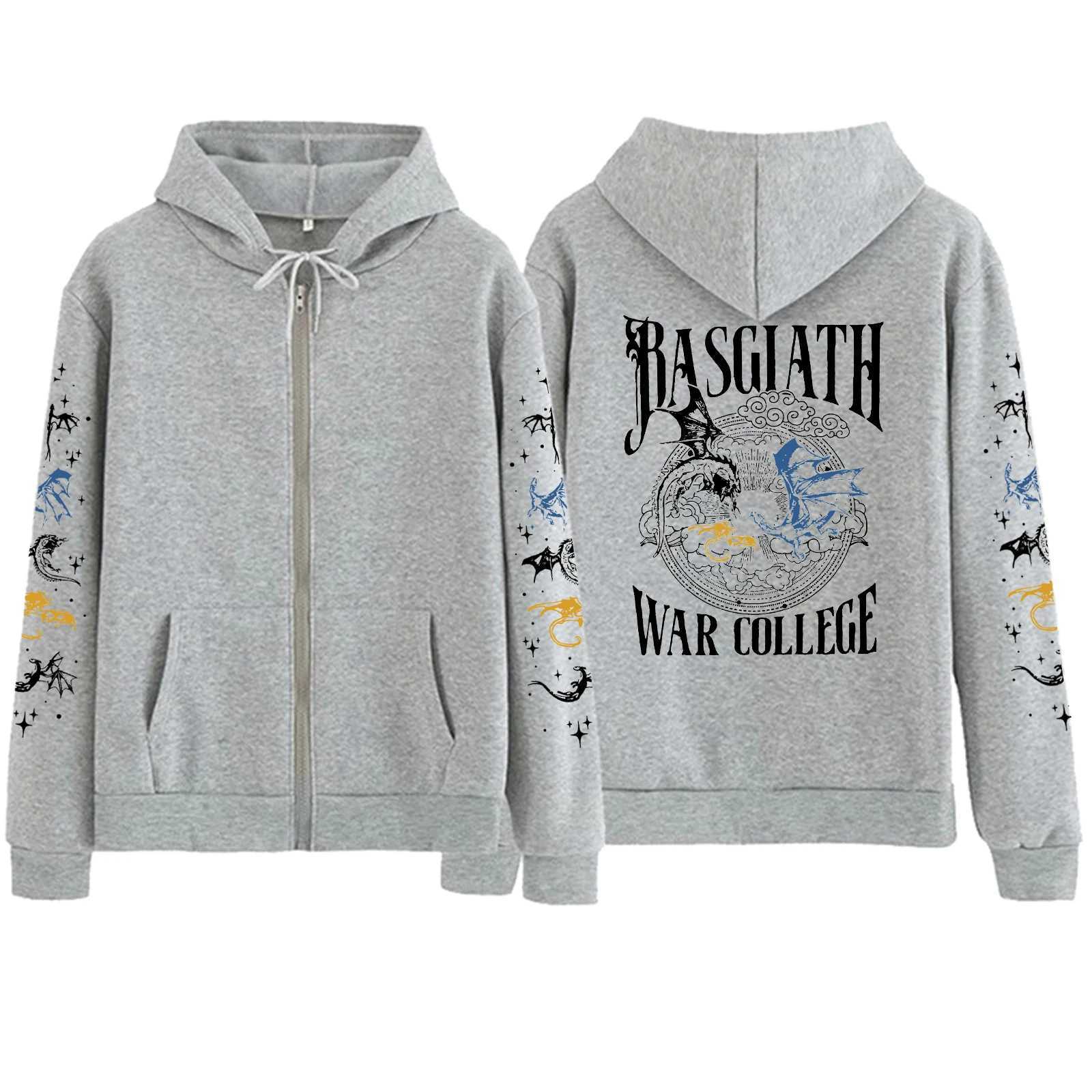 Men's Hoodies Sweatshirts Basgia War Academy Zipper Coat Hoodie Fourth Wing Dragon Knight Zipper Coat for Book Fans Unisex Top GiftL2405