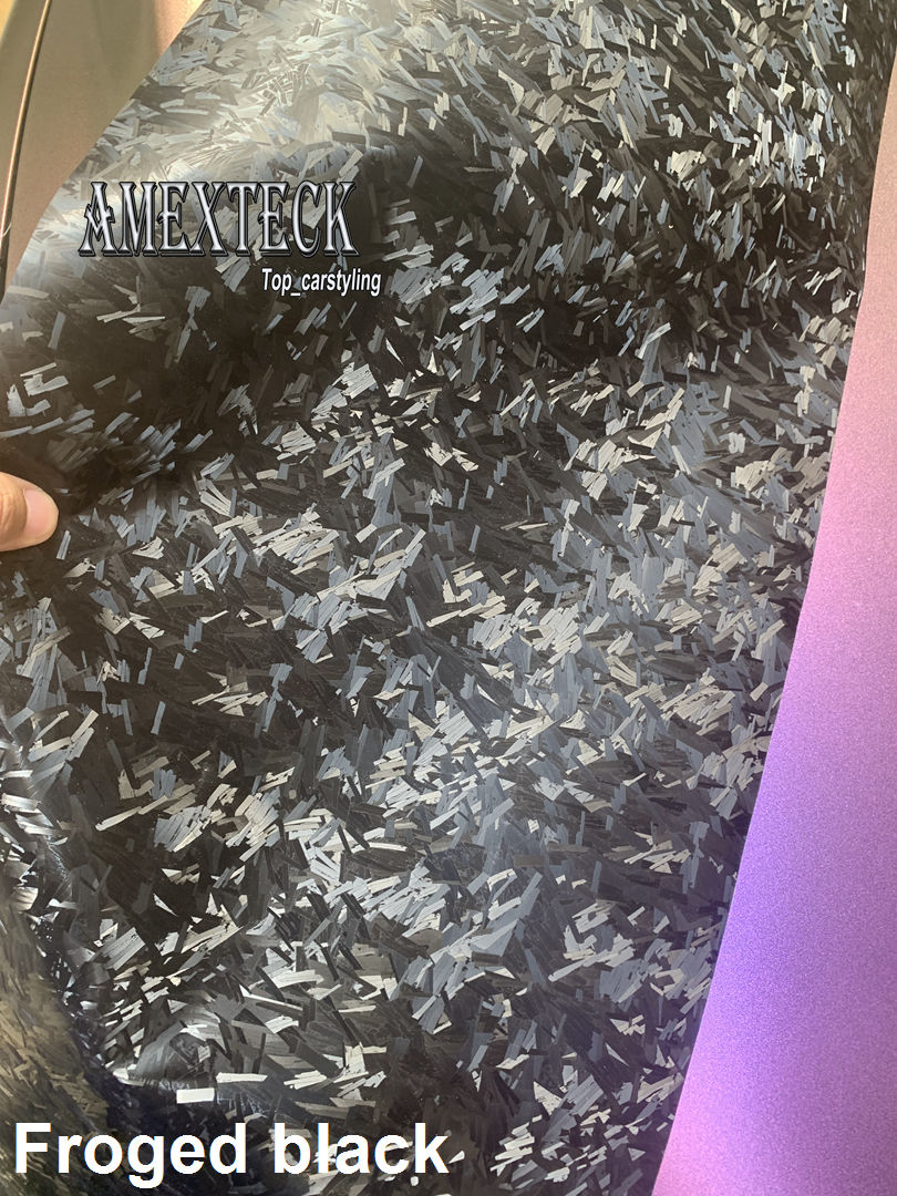 Satin Black Satin Black Forged Carbon Vinyl Wrap Covering Film med Air Release Initial Low Tack Glue Self Lime Foil 1.52x18m 5x59ft med PET -foder