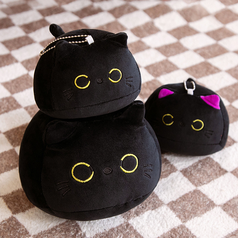 Cartoon Black Cat Pillow Poll Poll Poll Little Cat Doll Gargers Sleep Sleep Aoth Poupée de marionnette