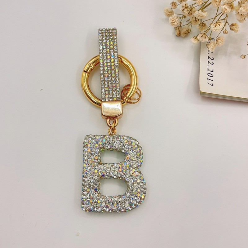 Polimero Clay English Letter Keychain Set Diamond Personality Bag Borsa a sospensione Accessori Chiave auto