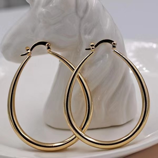 Shine Gold Color Women Earrings Fashion Smooth Hoop Earrings for Women Engagement Wedding Jewelry Gift