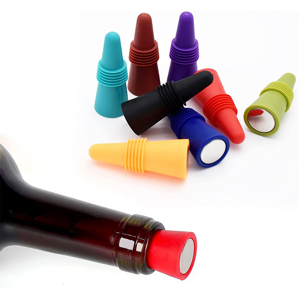 Wine Stoppers Silicone réutilisable Sparkling Beverage Bottle Sceller Silicone Wine Bottle Stopper Couches avec poignée pour garder le vin champagne frais 8 couleurs