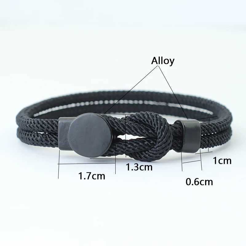 Charm Armband Ny roman Men Rope Armband Double Layer 4mm Nylon Cord Chain Braclet 3 Storlekar Lucky Red Thread Pulseria Gift For Him Tillbehör Y240510