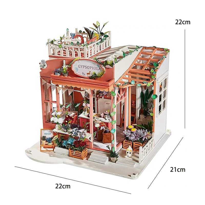 Architecture/DIY House Handmade Building Model Dollhouses Wooden Toy Doll House Miniature Furniture Assemble Puzzle Kit With LED Toys For Kids Gifts