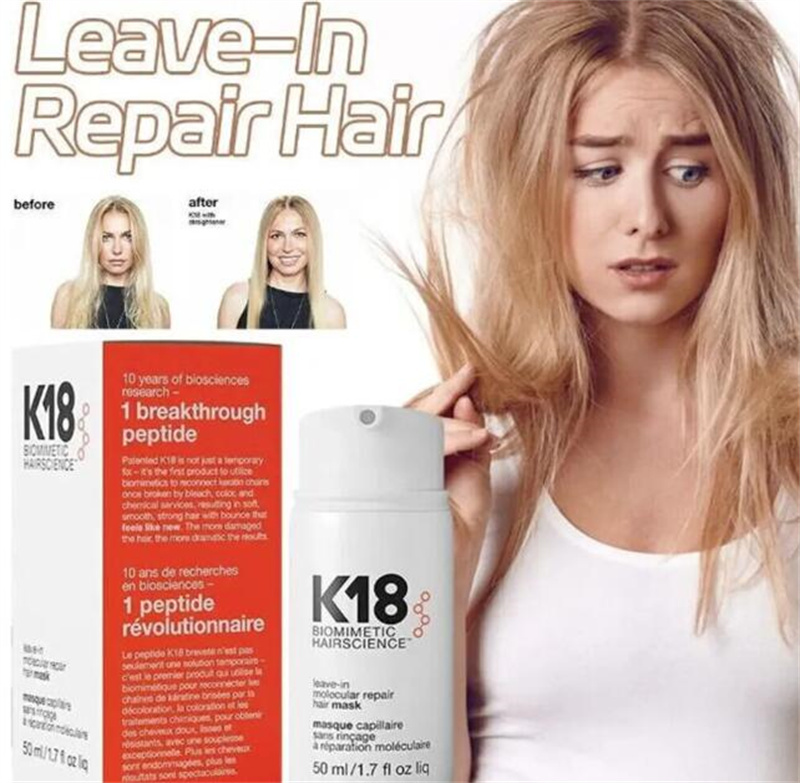 Partihandel K18 Lämna i Molecular Repair Hair Mask -behandling för att reparera skadat hår 4 minuter för att vända skador från blekmedel 50 ml hårvårdskräm