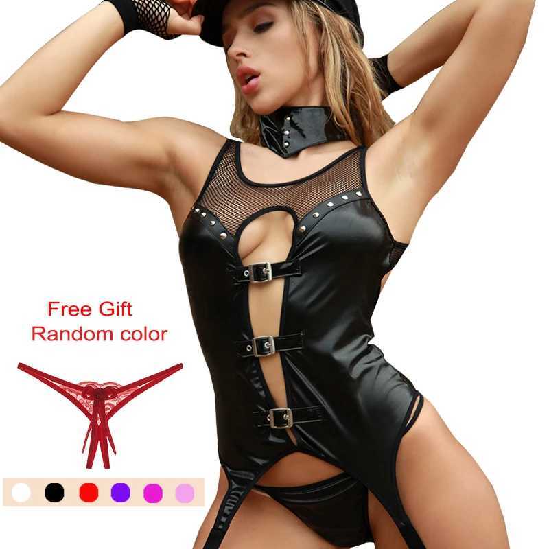 Sexy Set Woman Cosplay Costume Adult Erotic Fantasies Costumes Black Latex Sex Uniform For Role-playing Games Q240514