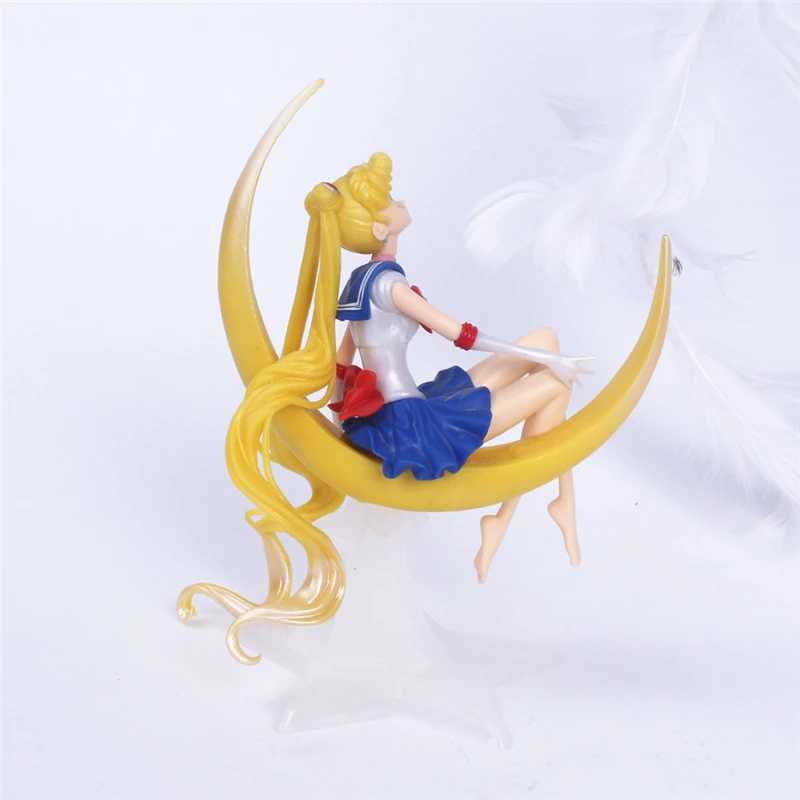 Action Toy Figures Cartoon Anime Sailor Moon Tsukino Action Figure Wings Toy Doll Cake Dekoration Collection Model Girt Toy for Children Y240514