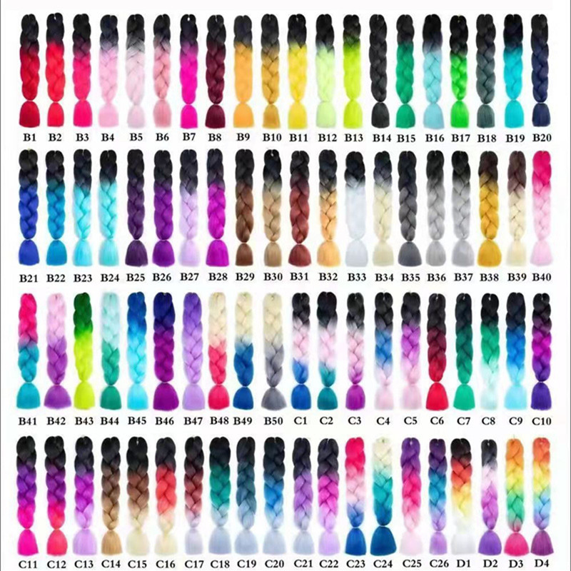 24 Zoll Single Ombre Farbe Multi-Farben Grüne rosa synthetische Haarverlängerung Twist Jumbo Flechten Kanekalon Hair Bulks Dreadlock DHL