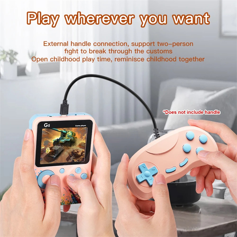 G5 retro handheld gameconsole met 500 klassieke games 3.0 inch scherm draagbare gamepad macaron kleur 1020 mAh oplaadbare batterij