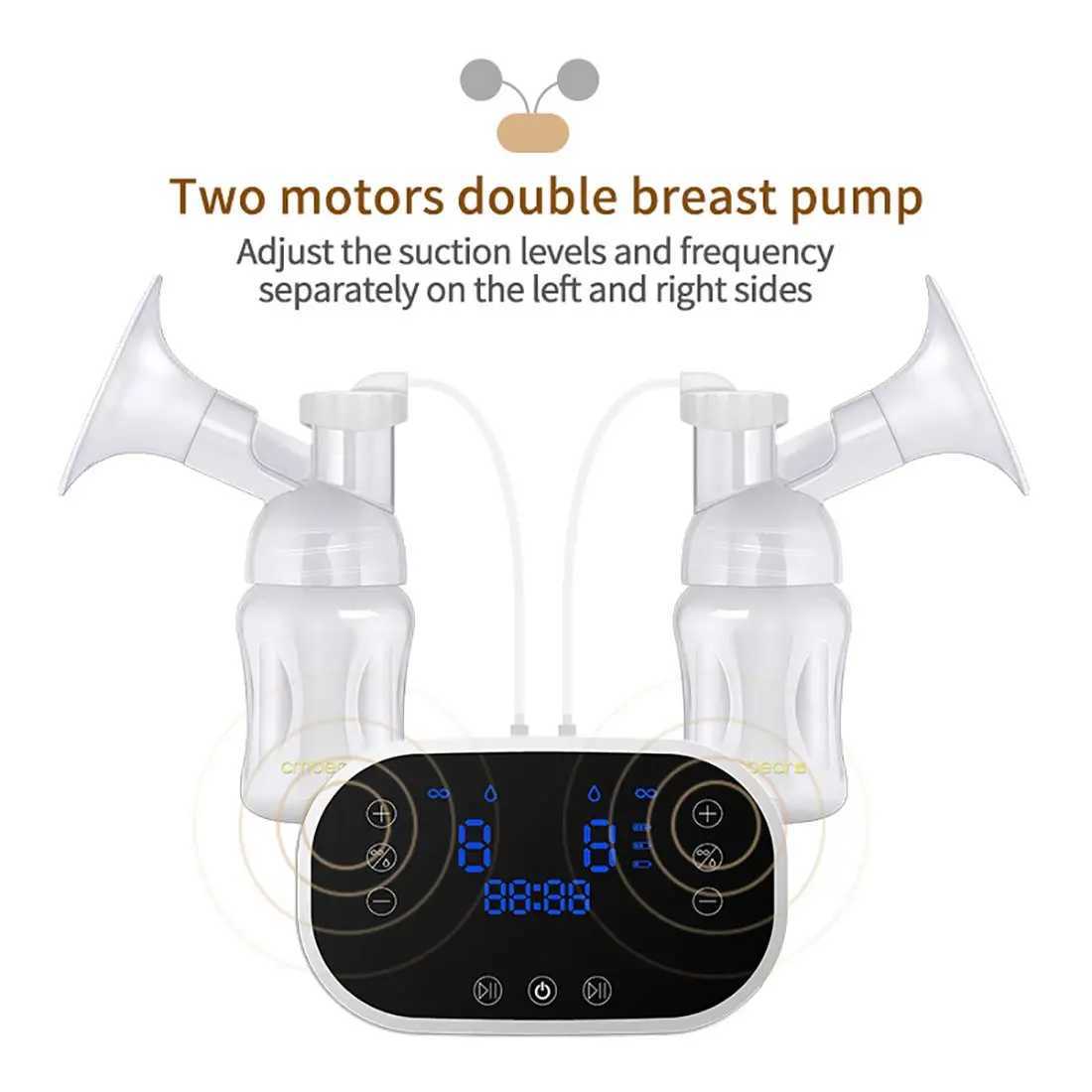 Bröstpumps Dual Motor Electric Breast Pump Portable laddningsbar batteridesign BPA Gratis Intelligent Milk Q240514